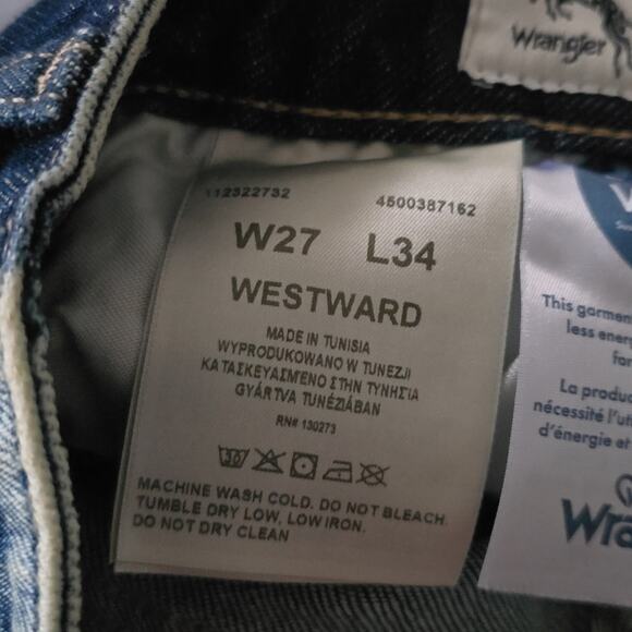 Wrangler Women's Two Tone Color Block High Rise Westward Bootcut Jeans Blue - Picture 15 of 16
